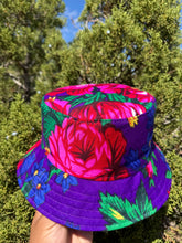 Load image into Gallery viewer, Reversible Bluebird/Masani scarf Bucket-Hat
