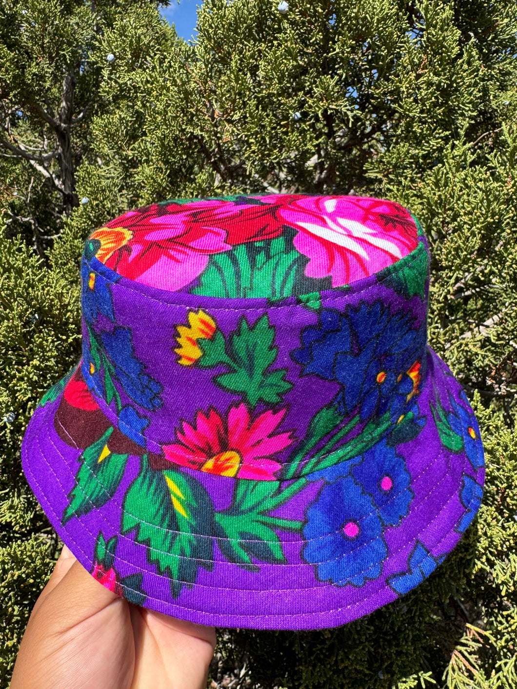 Reversible Bluebird/Masani scarf Bucket-Hat