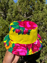 Load image into Gallery viewer, Reversible Bluebird/Masani scarf Bucket-Hat
