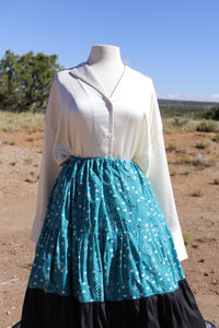 Turquoise Paisley 3 Tier Masani Skirt