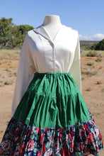 Load image into Gallery viewer, Green Floral 3 Tier Masani Skirt
