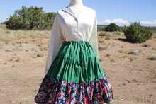 Load image into Gallery viewer, Green Floral 3 Tier Masani Skirt

