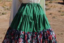 Load image into Gallery viewer, Green Floral 3 Tier Masani Skirt
