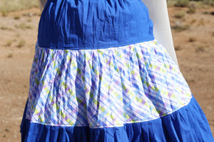Blue Grid 3 Tier Masani Skirt