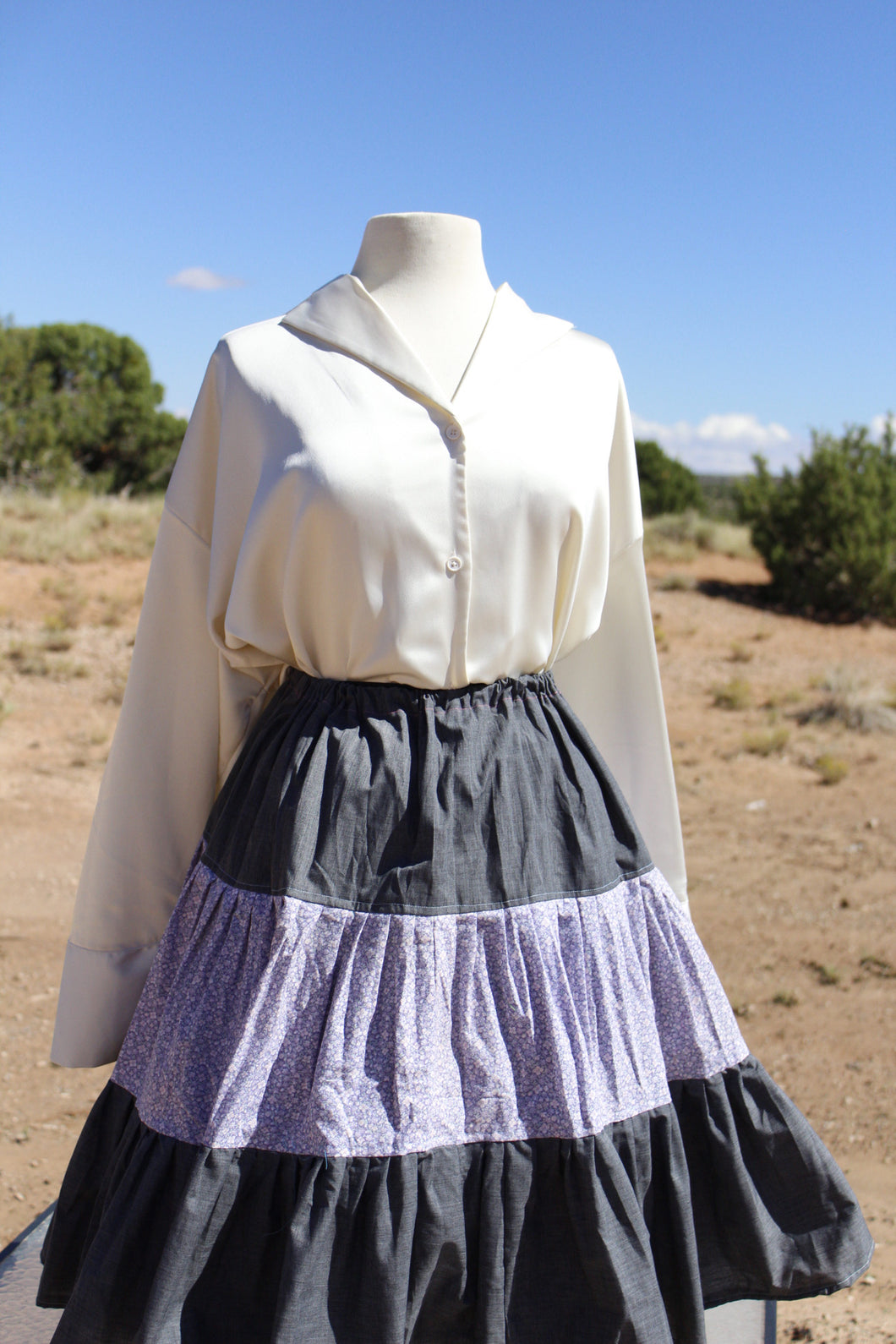 Mysterious Grey 3 Tier Masani Skirt