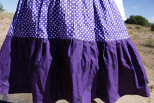 Load image into Gallery viewer, Purple PokaDot Gradient 3 Tier Masani Skirt

